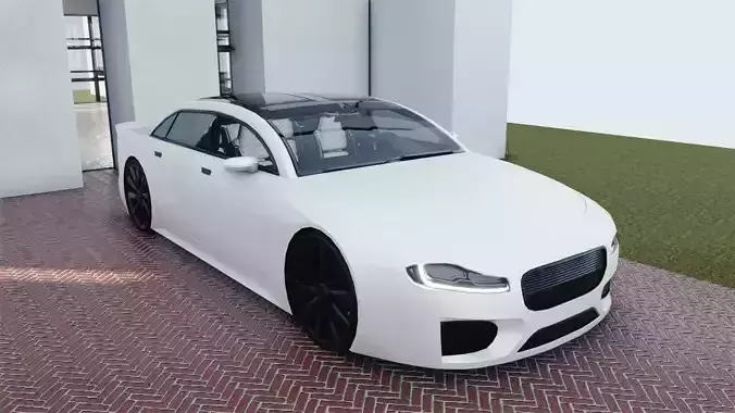 BLENDER EEVEE Brandless Mid Size 4 door sedan Low-poly 3D model