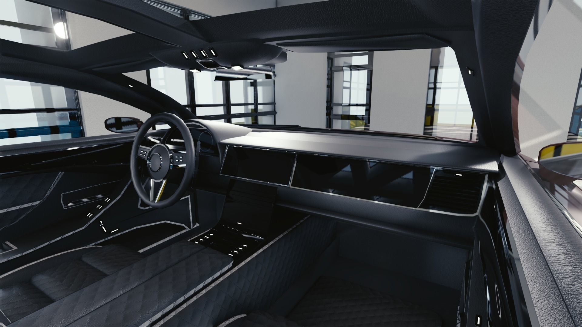 BLENDER EEVEE Brandless Mid Size 2 door sedan Low-poly 3D model_6