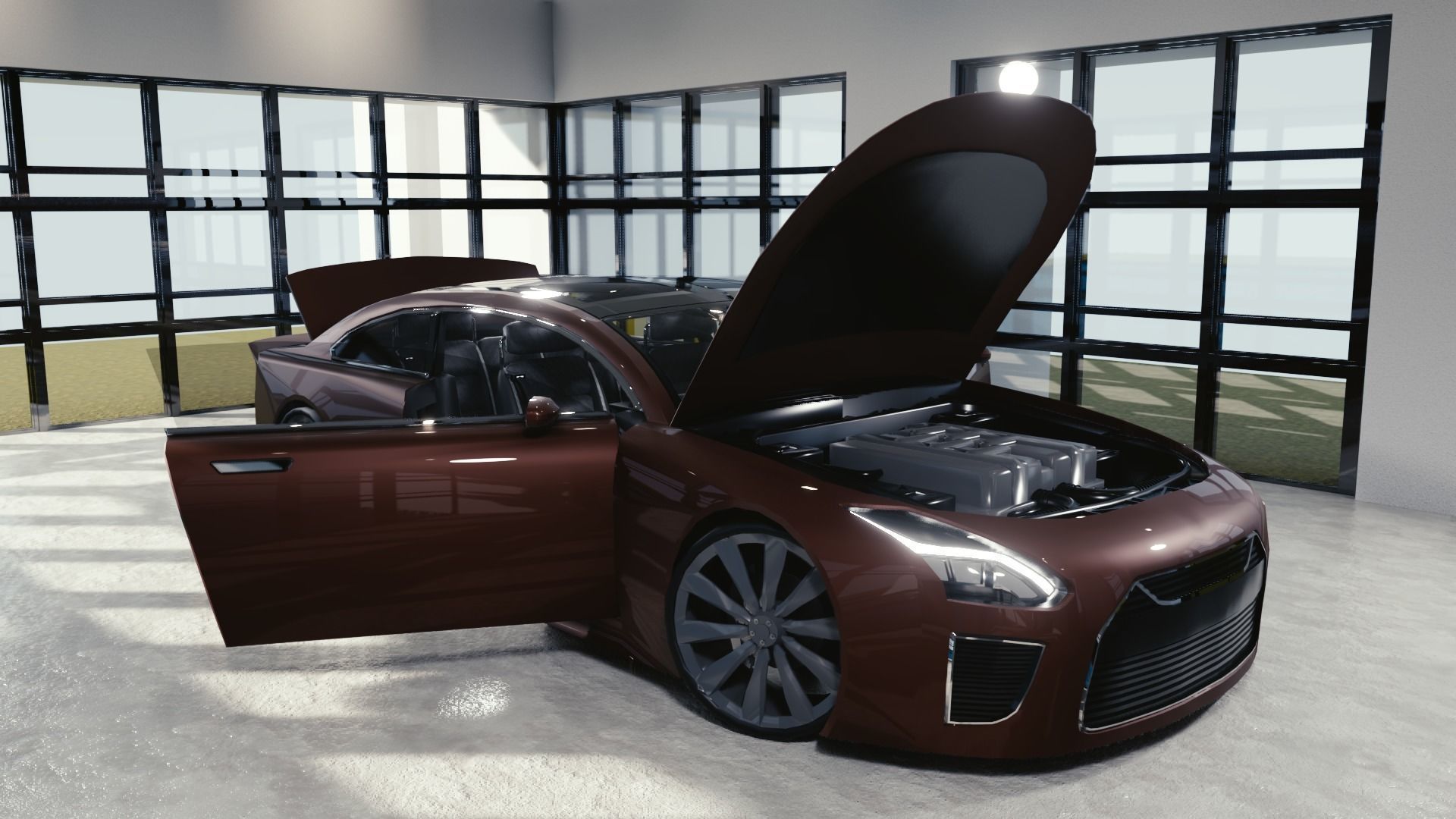 BLENDER EEVEE Brandless Mid Size 2 door sedan Low-poly 3D model_10