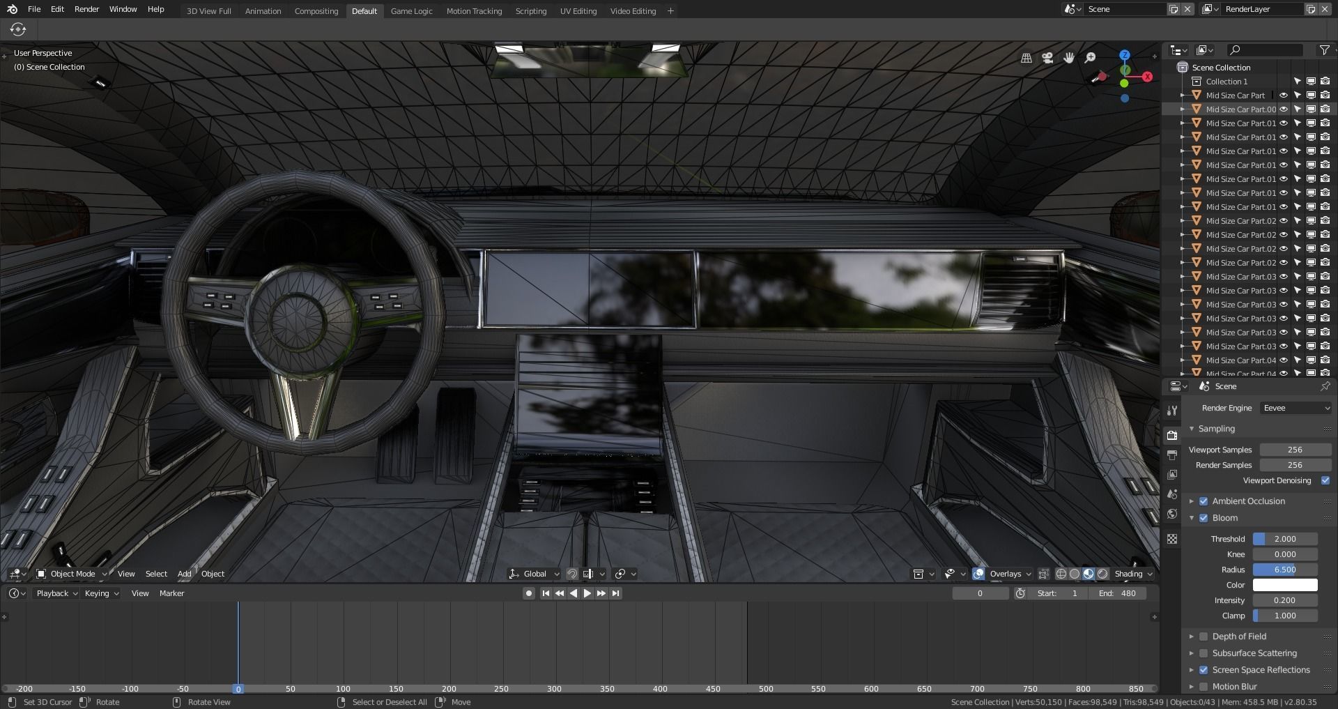 BLENDER EEVEE Brandless Mid Size 2 door sedan Low-poly 3D model_14
