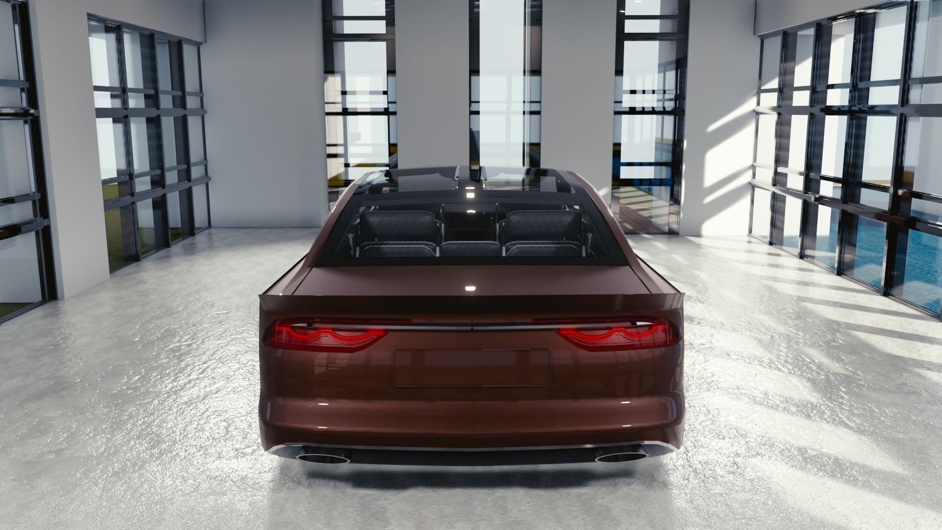 BLENDER EEVEE Brandless Mid Size 2 door sedan Low-poly 3D model_5