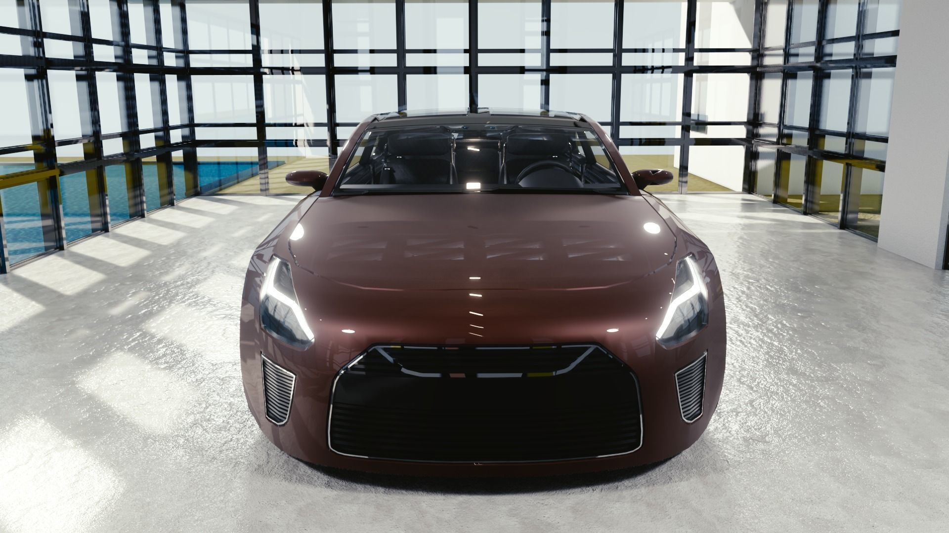 BLENDER EEVEE Brandless Mid Size 2 door sedan Low-poly 3D model_4