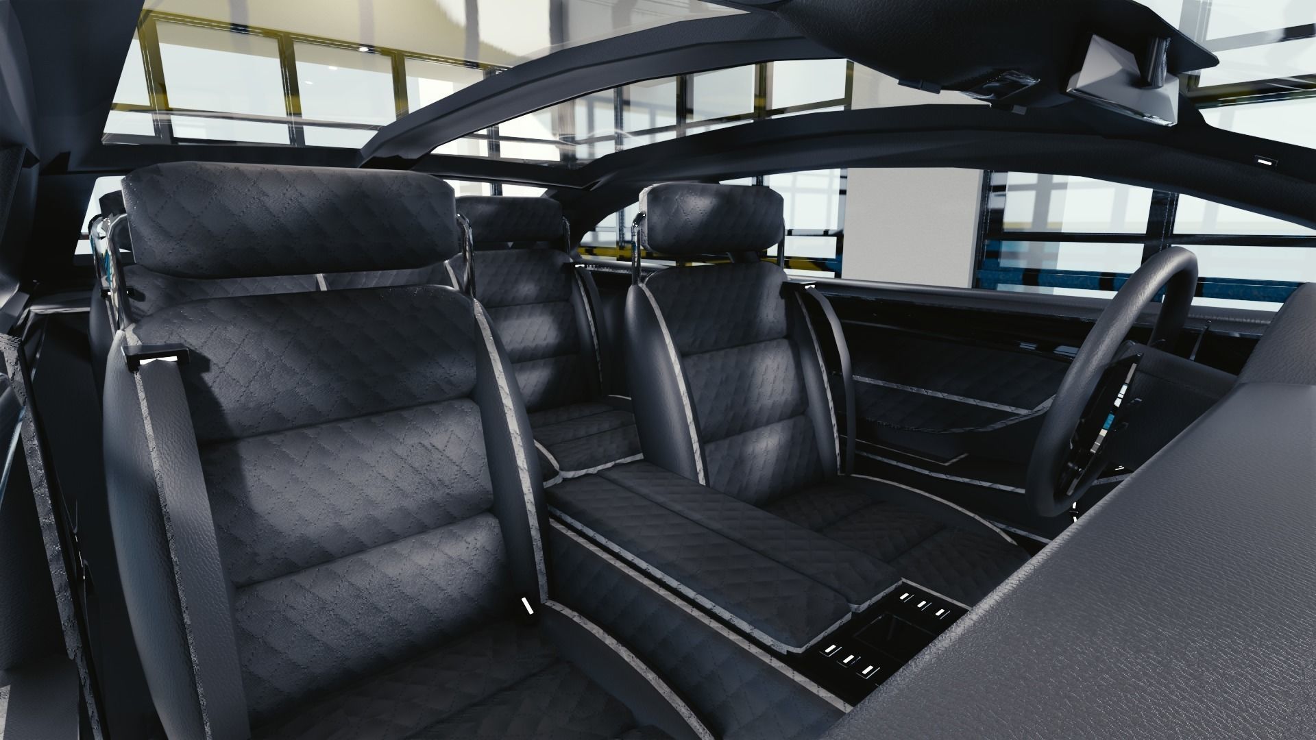 BLENDER EEVEE Brandless Mid Size 2 door sedan Low-poly 3D model_7