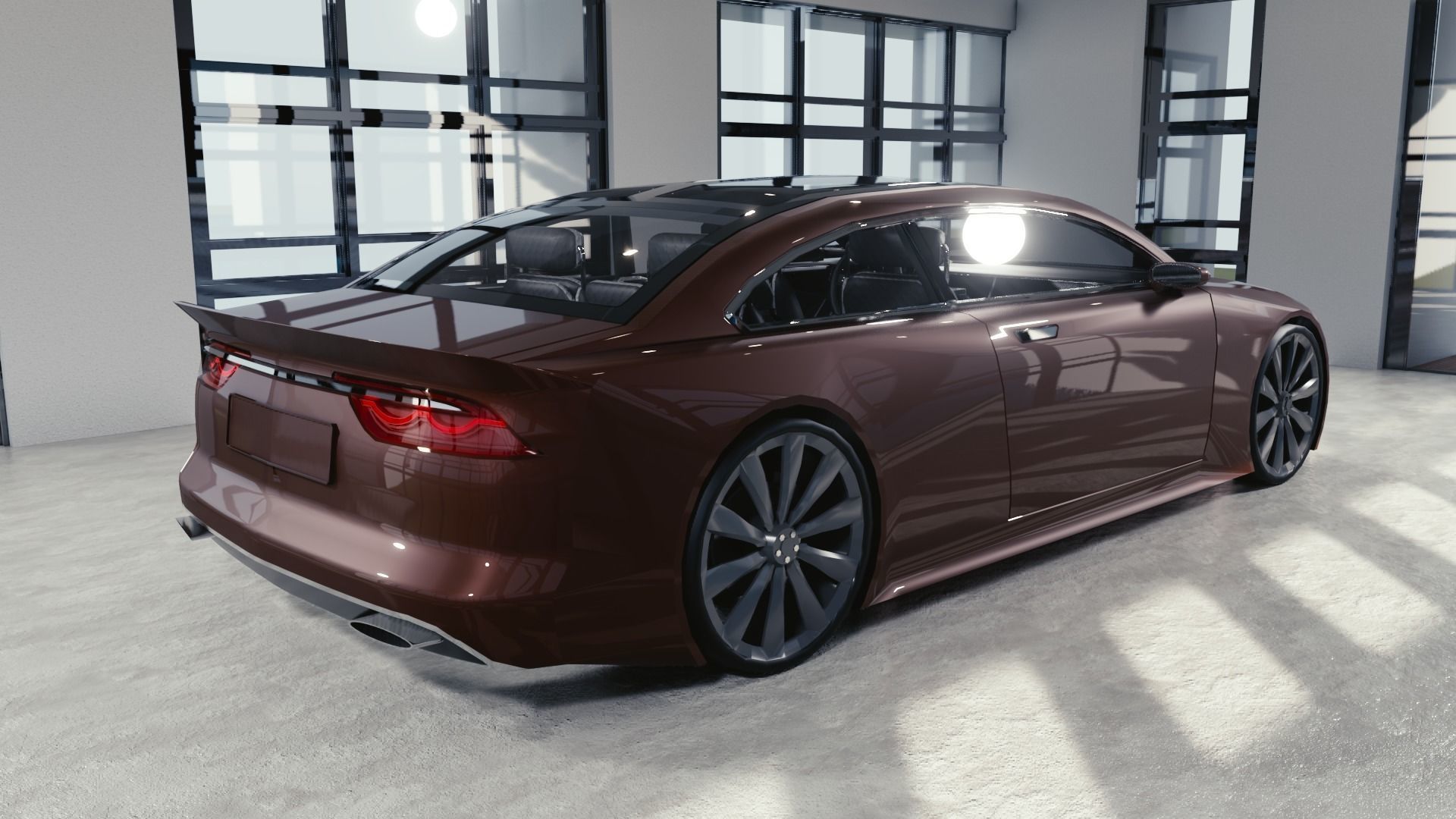 BLENDER EEVEE Brandless Mid Size 2 door sedan Low-poly 3D model_3