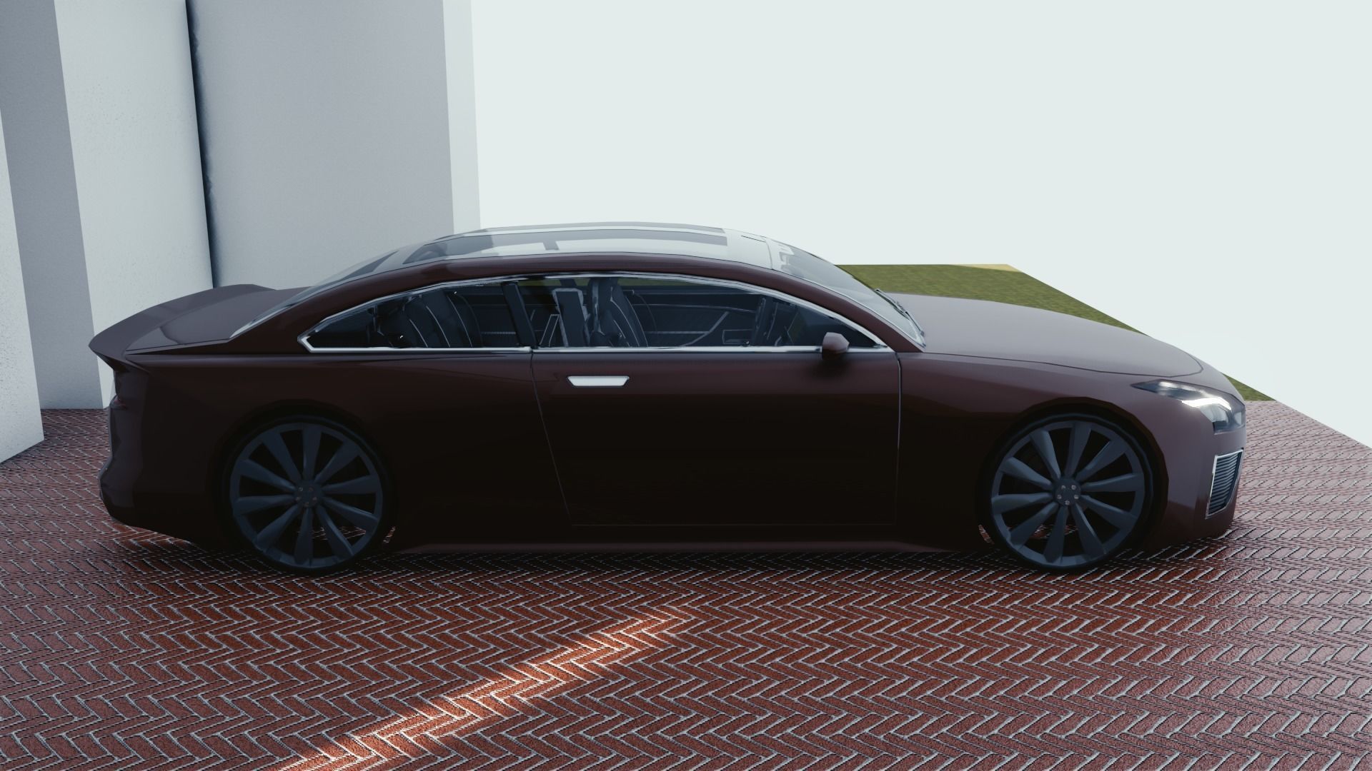 BLENDER EEVEE Brandless Mid Size 2 door sedan Low-poly 3D model_1