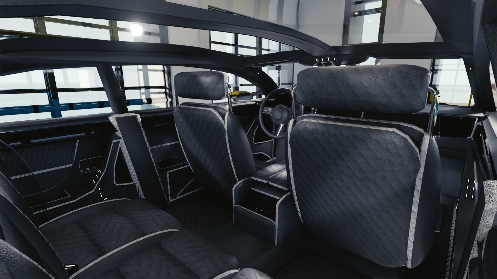 BLENDER EEVEE Brandless Mid Size 2 door sedan Low-poly 3D model_8