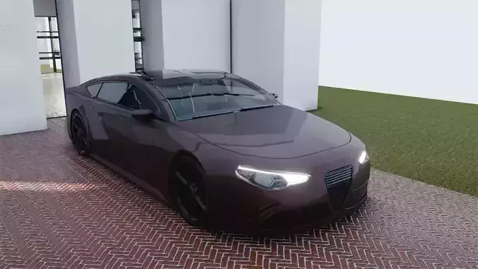 BLENDER EEVEE Brandless Mid Size 4 door coupe Low-poly 3D model