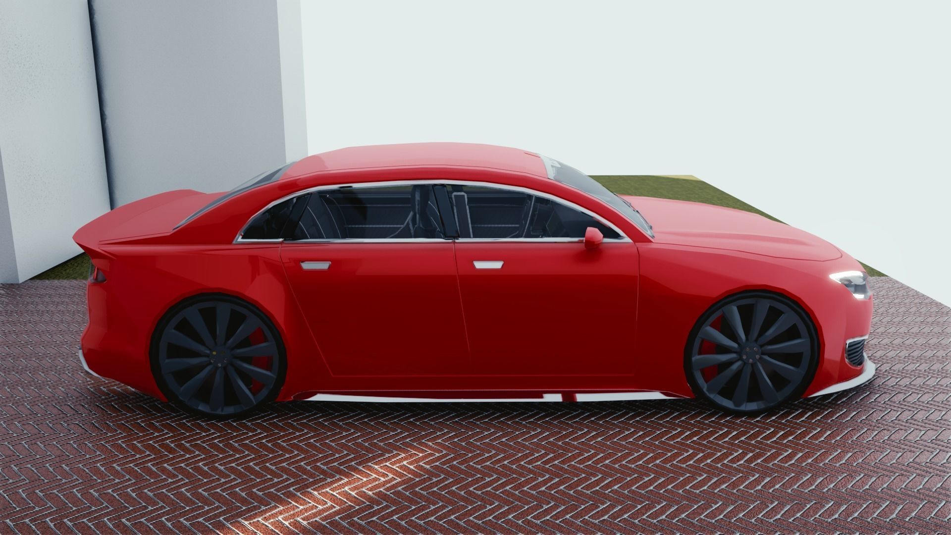 BLENDER EEVEE Brandless Small 4 door sedan Low-poly 3D model_1