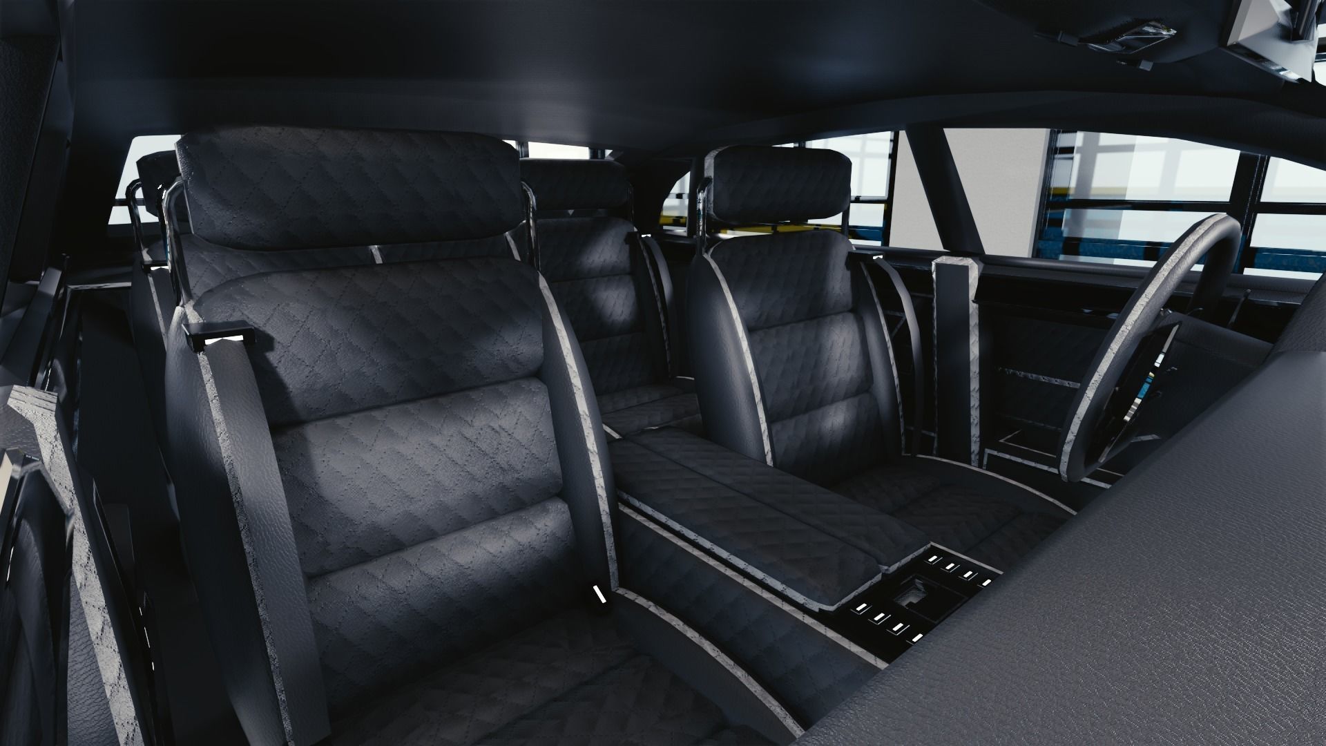 BLENDER EEVEE Brandless Small 4 door sedan Low-poly 3D model_7