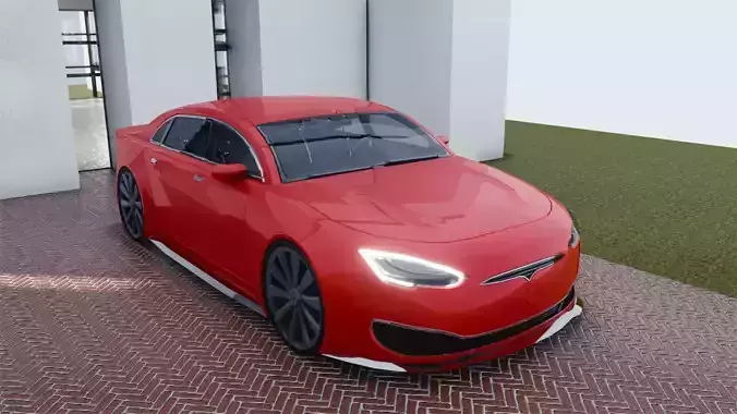 BLENDER EEVEE Brandless Small 4 door sedan Low-poly 3D model