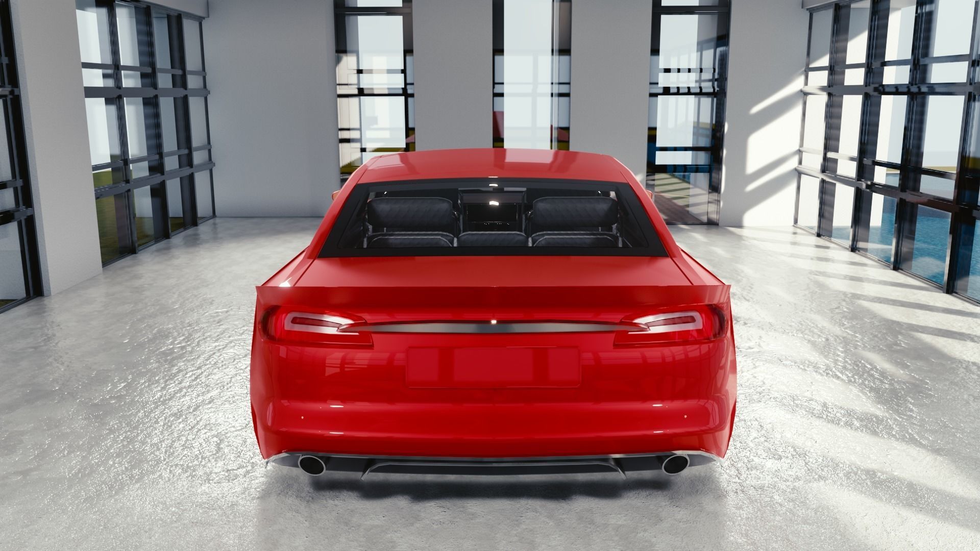 BLENDER EEVEE Brandless Small 4 door sedan Low-poly 3D model_5