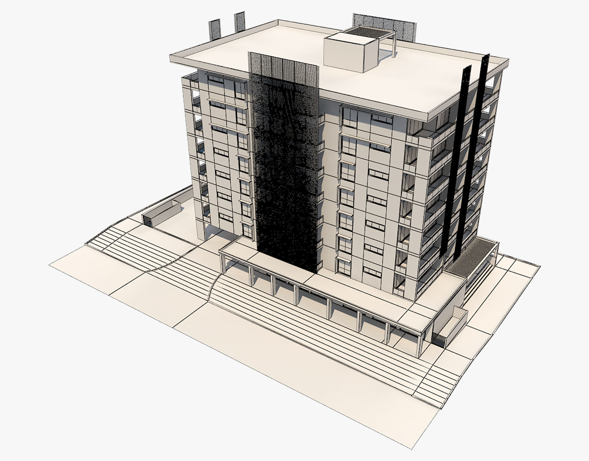 Apartment Building 8 3D model_6