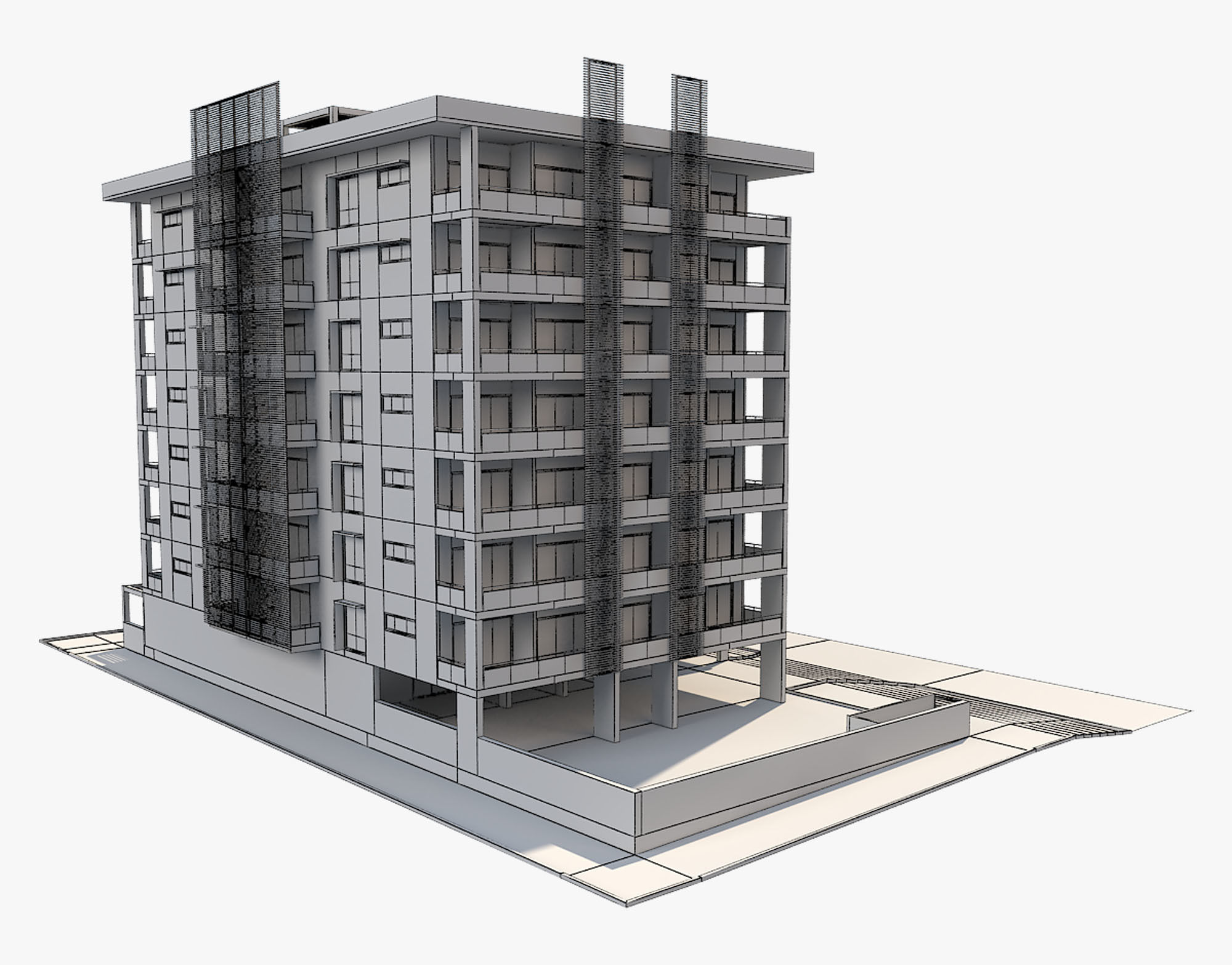 Apartment Building 8 3D model_5