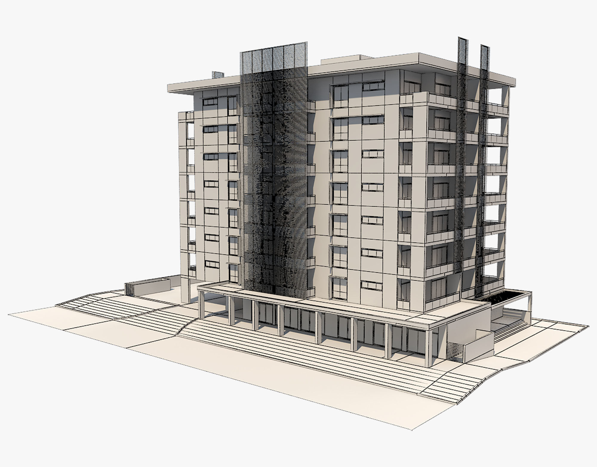 Apartment Building 8 3D model_3