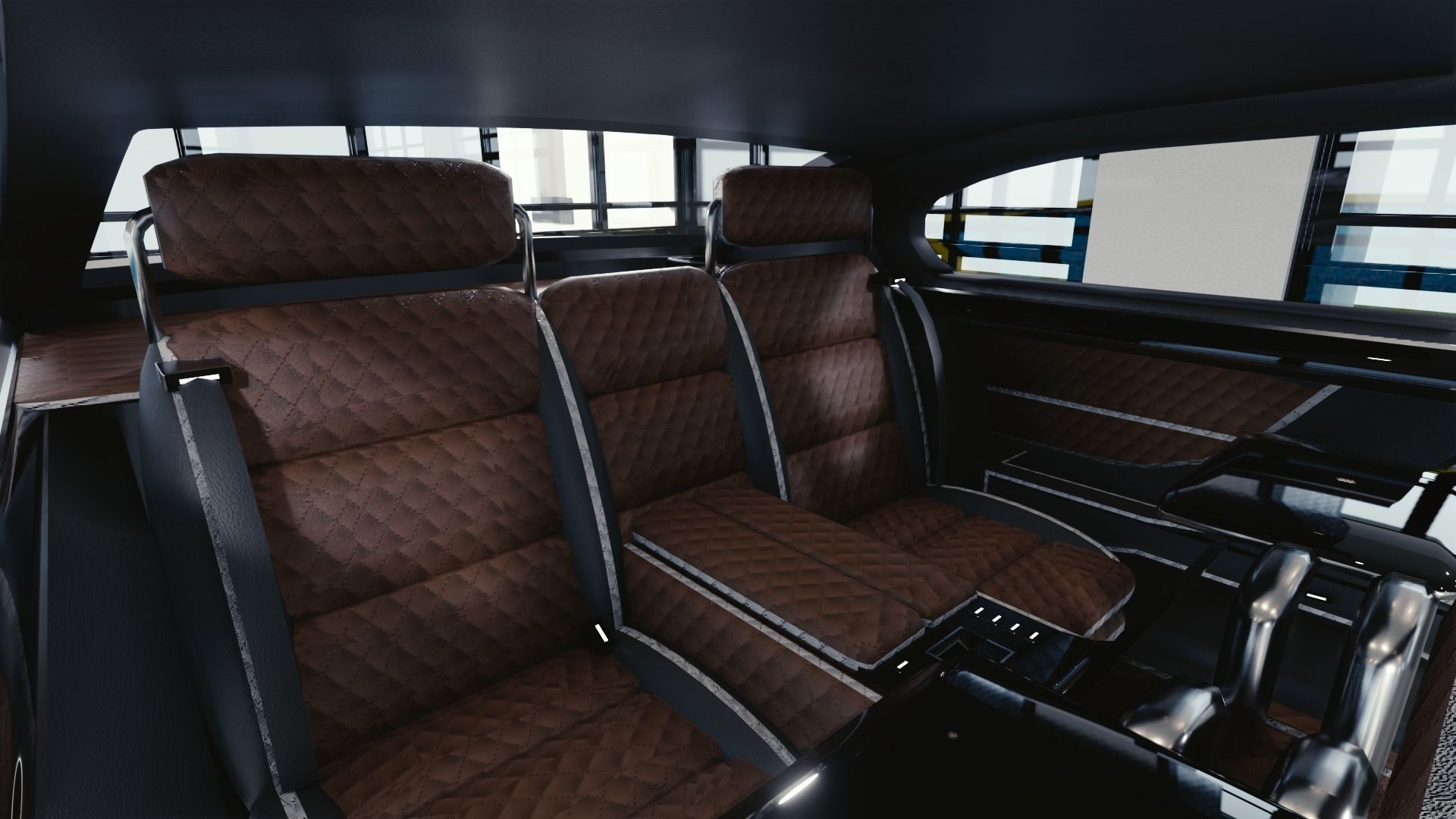 BLENDER EEVEE Brandless Extended Wheelbase 4 door sedan Low-poly 3D model_9