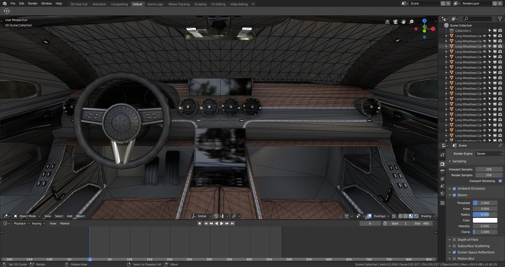 BLENDER EEVEE Brandless Extended Wheelbase 4 door sedan Low-poly 3D model_13