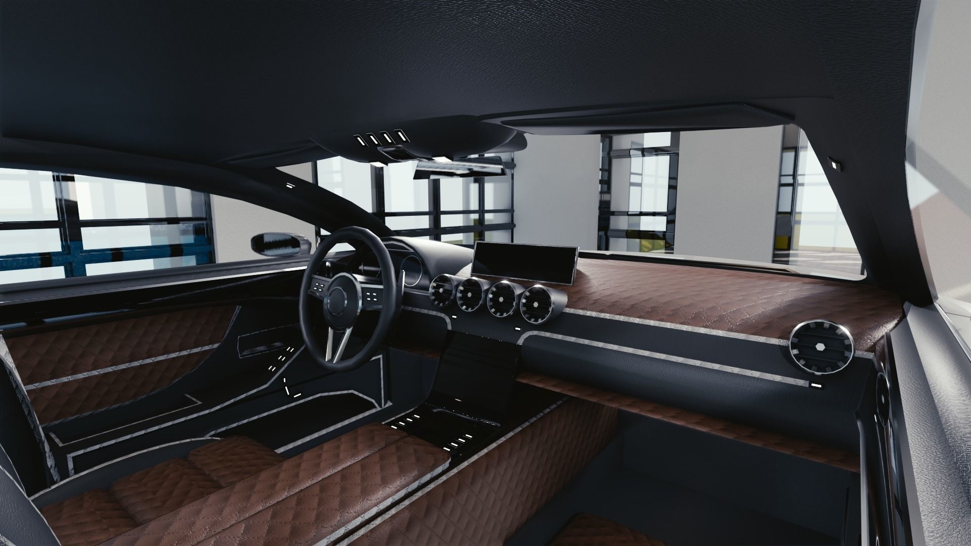 BLENDER EEVEE Brandless Extended Wheelbase 4 door sedan Low-poly 3D model_6