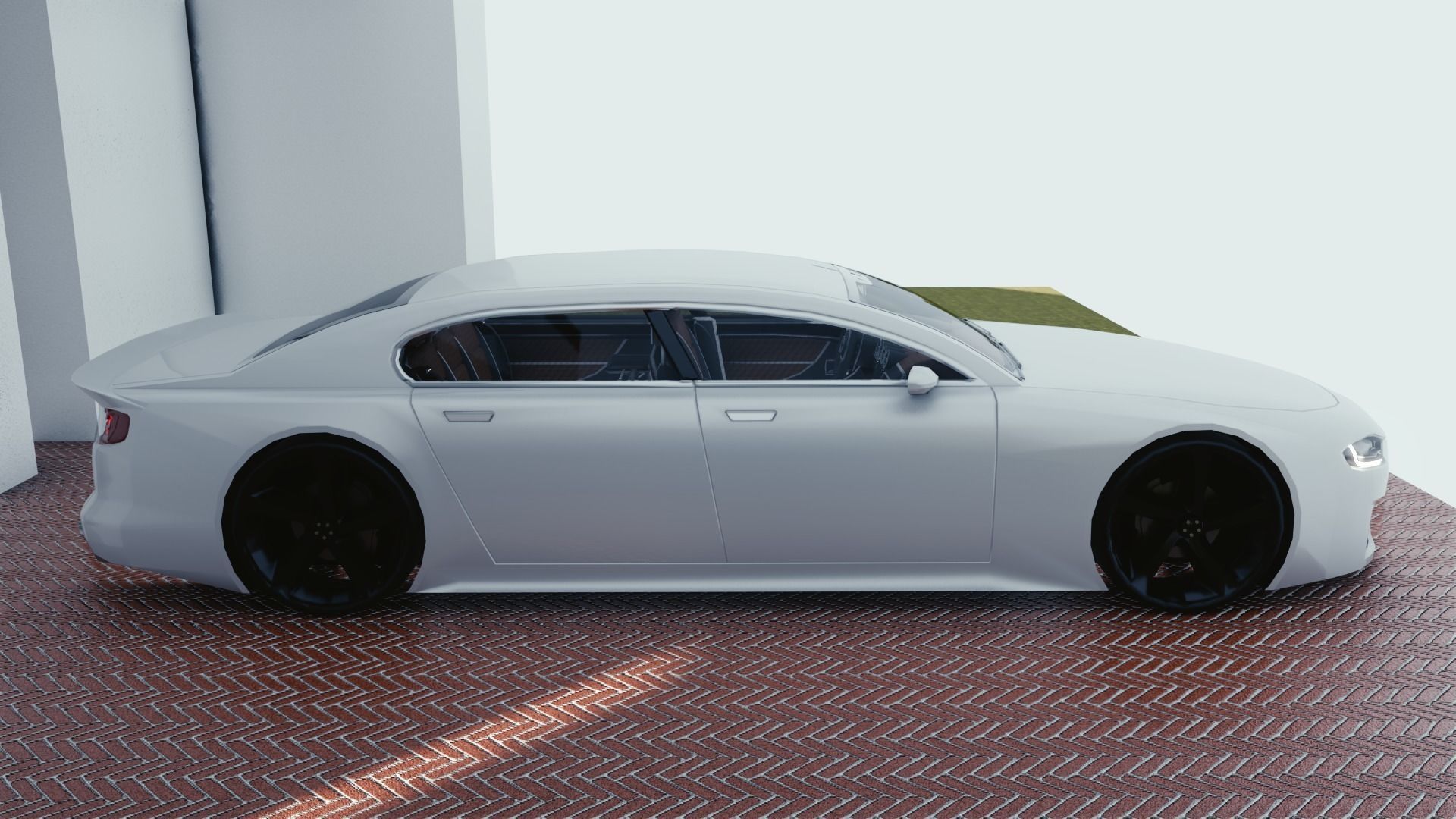 BLENDER EEVEE Brandless Extended Wheelbase 4 door sedan Low-poly 3D model_1