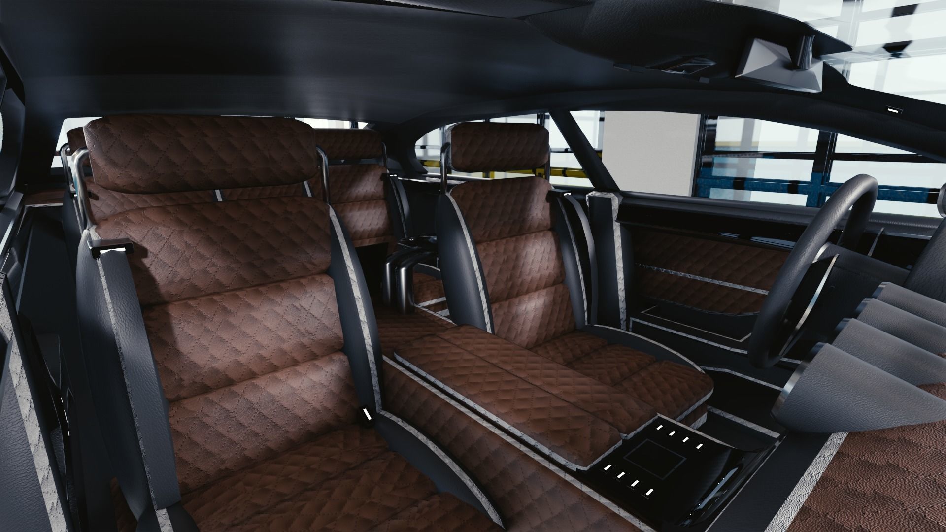 BLENDER EEVEE Brandless Extended Wheelbase 4 door sedan Low-poly 3D model_7