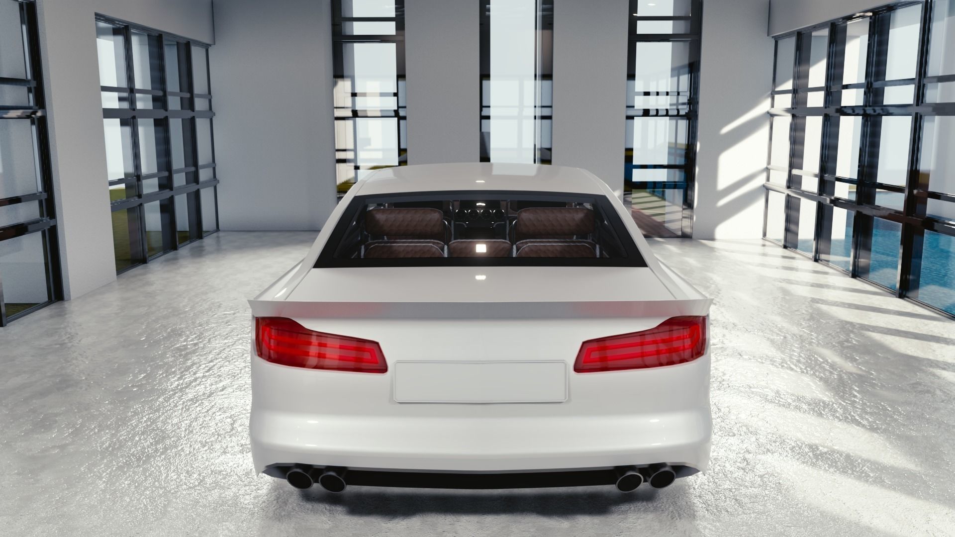 BLENDER EEVEE Brandless Extended Wheelbase 4 door sedan Low-poly 3D model_5