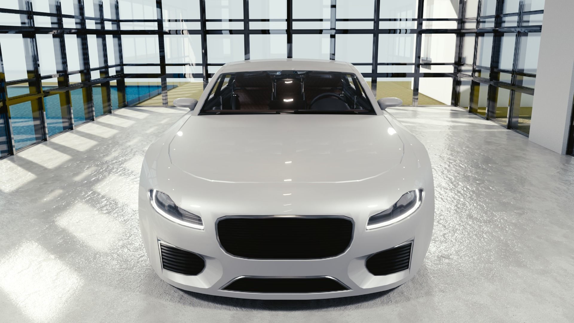 BLENDER EEVEE Brandless Extended Wheelbase 4 door sedan Low-poly 3D model_4