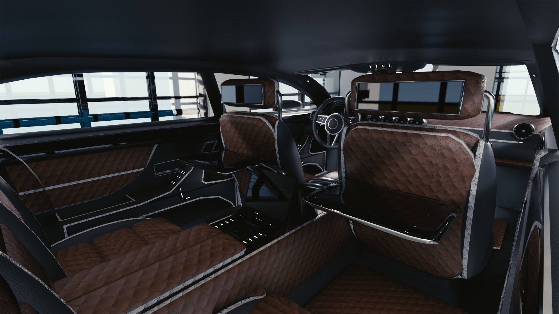 BLENDER EEVEE Brandless Extended Wheelbase 4 door sedan Low-poly 3D model_8