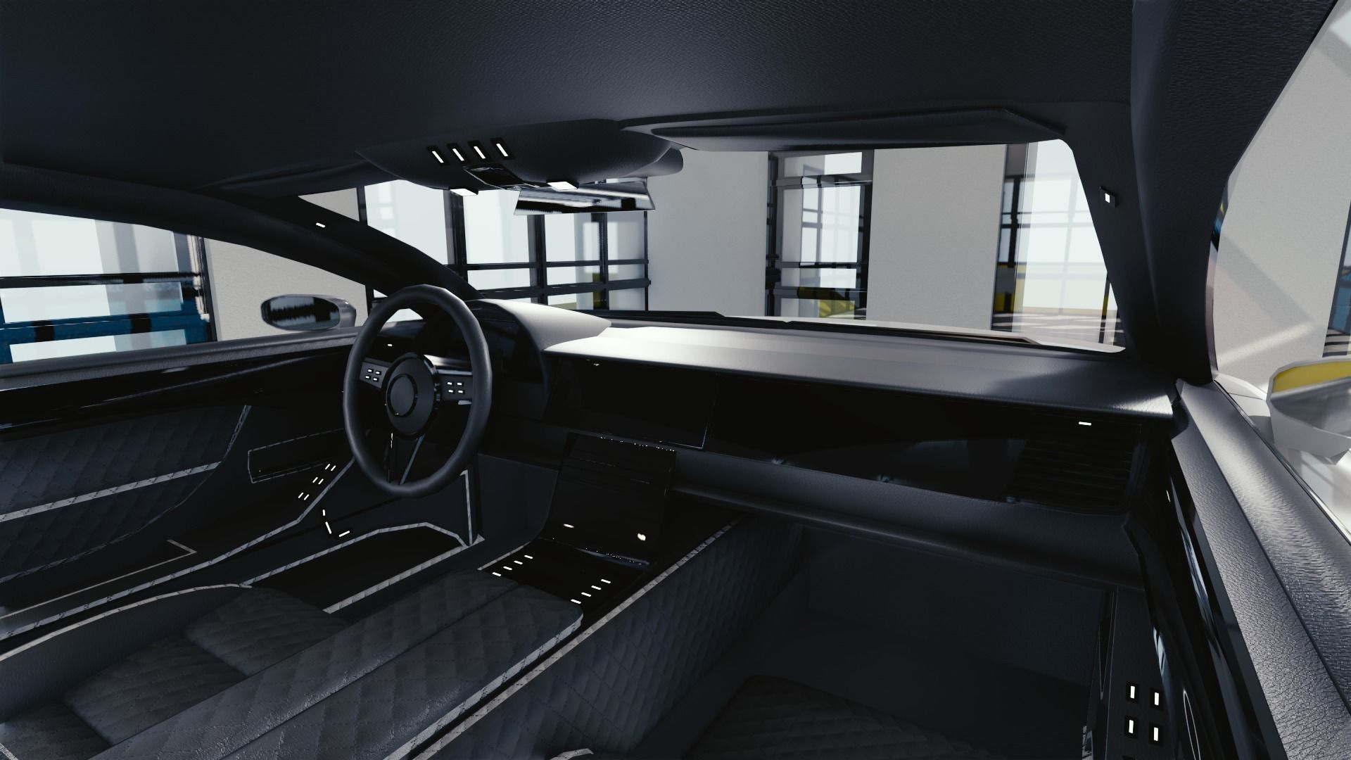 BLENDER EEVEE Brandless Extended Wheelbase 4 door sedan Low-poly 3D model_6