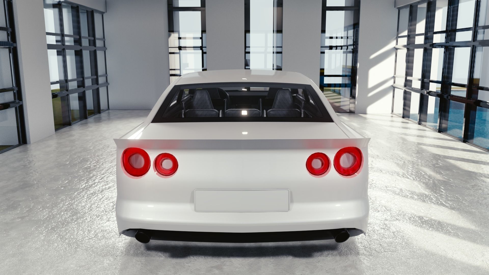 BLENDER EEVEE Brandless Extended Wheelbase 4 door sedan Low-poly 3D model_5