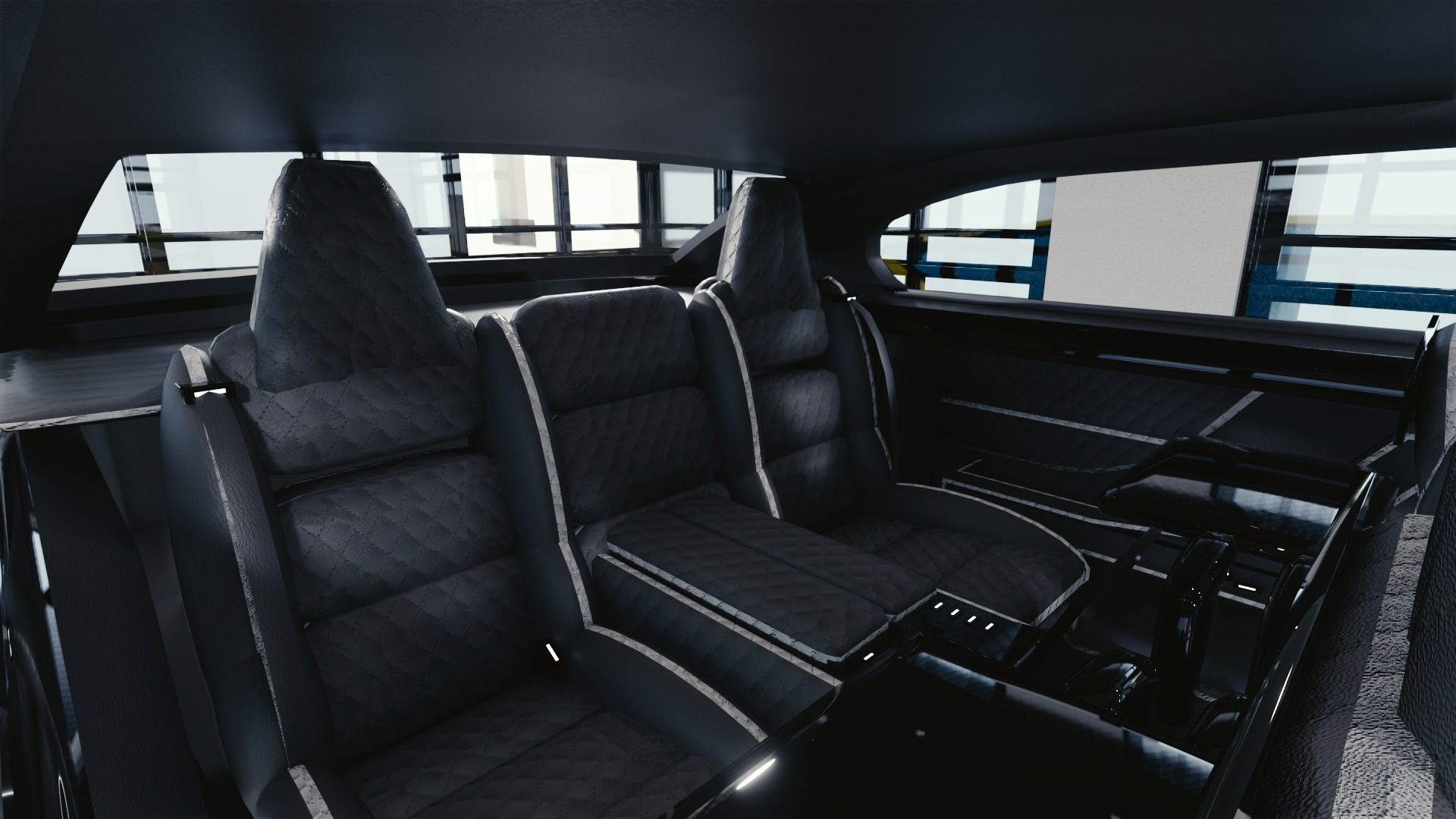 BLENDER EEVEE Brandless Extended Wheelbase 4 door sedan Low-poly 3D model_9