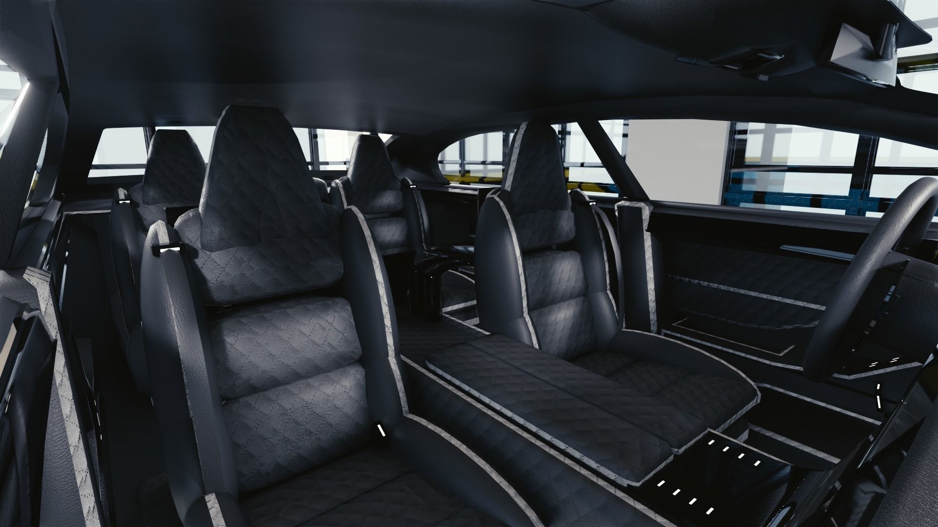 BLENDER EEVEE Brandless Extended Wheelbase 4 door sedan Low-poly 3D model_7