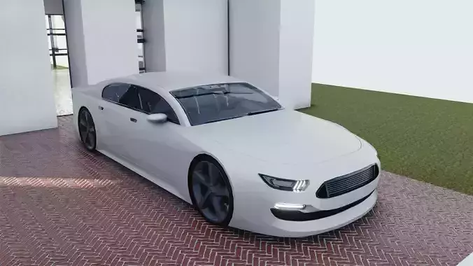 BLENDER EEVEE Brandless Extended Wheelbase 4 door sedan Low-poly 3D model