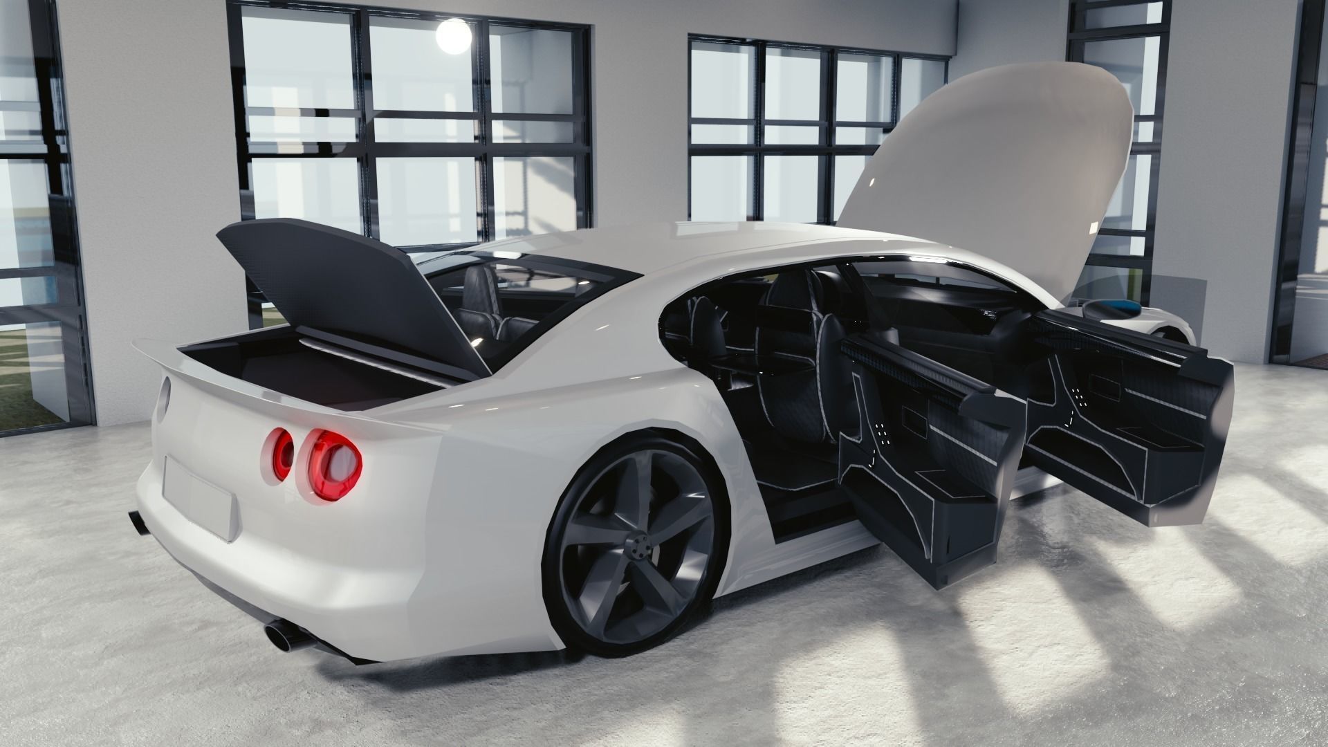 BLENDER EEVEE Brandless Extended Wheelbase 4 door sedan Low-poly 3D model_11