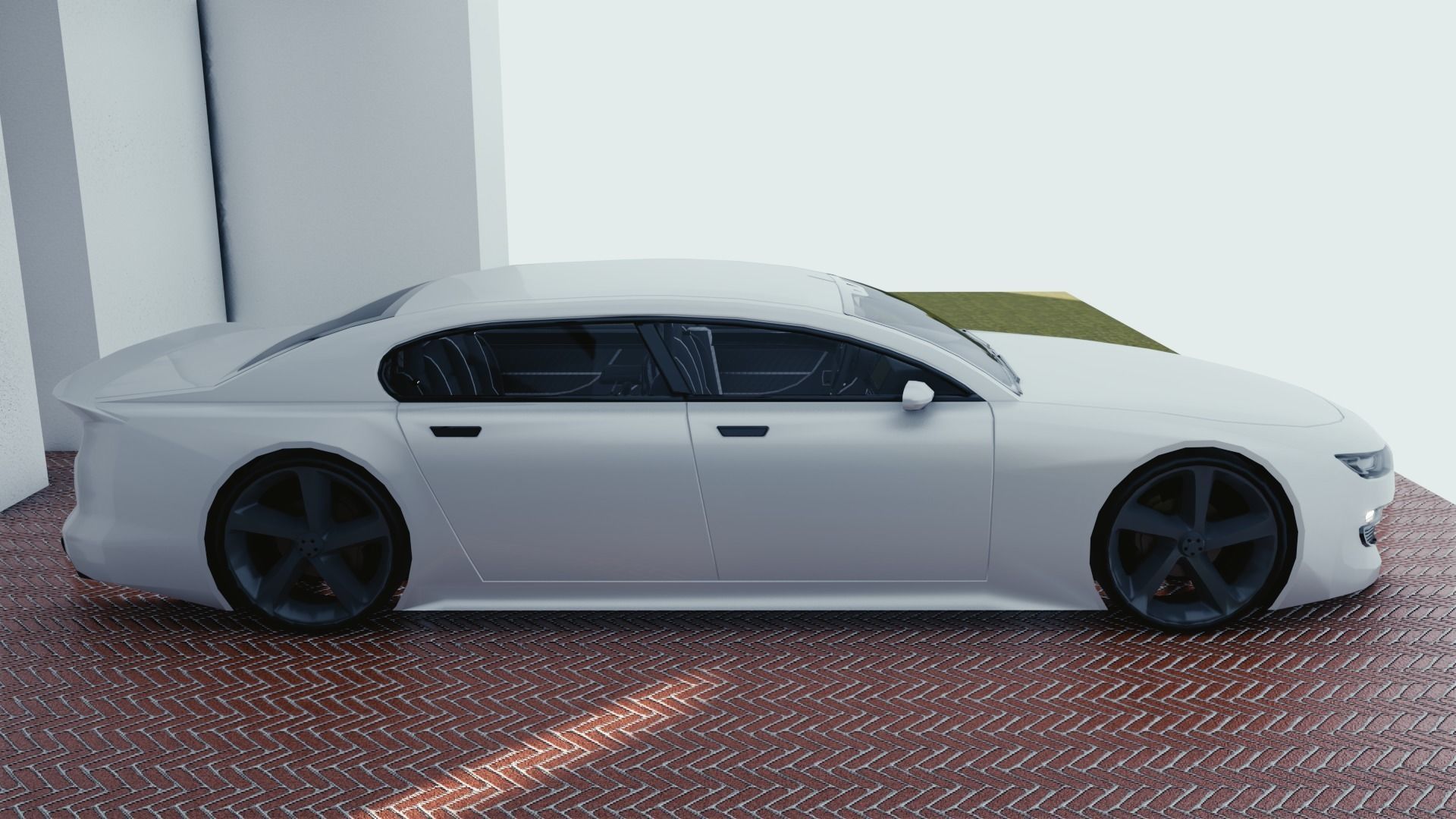 BLENDER EEVEE Brandless Extended Wheelbase 4 door sedan Low-poly 3D model_1