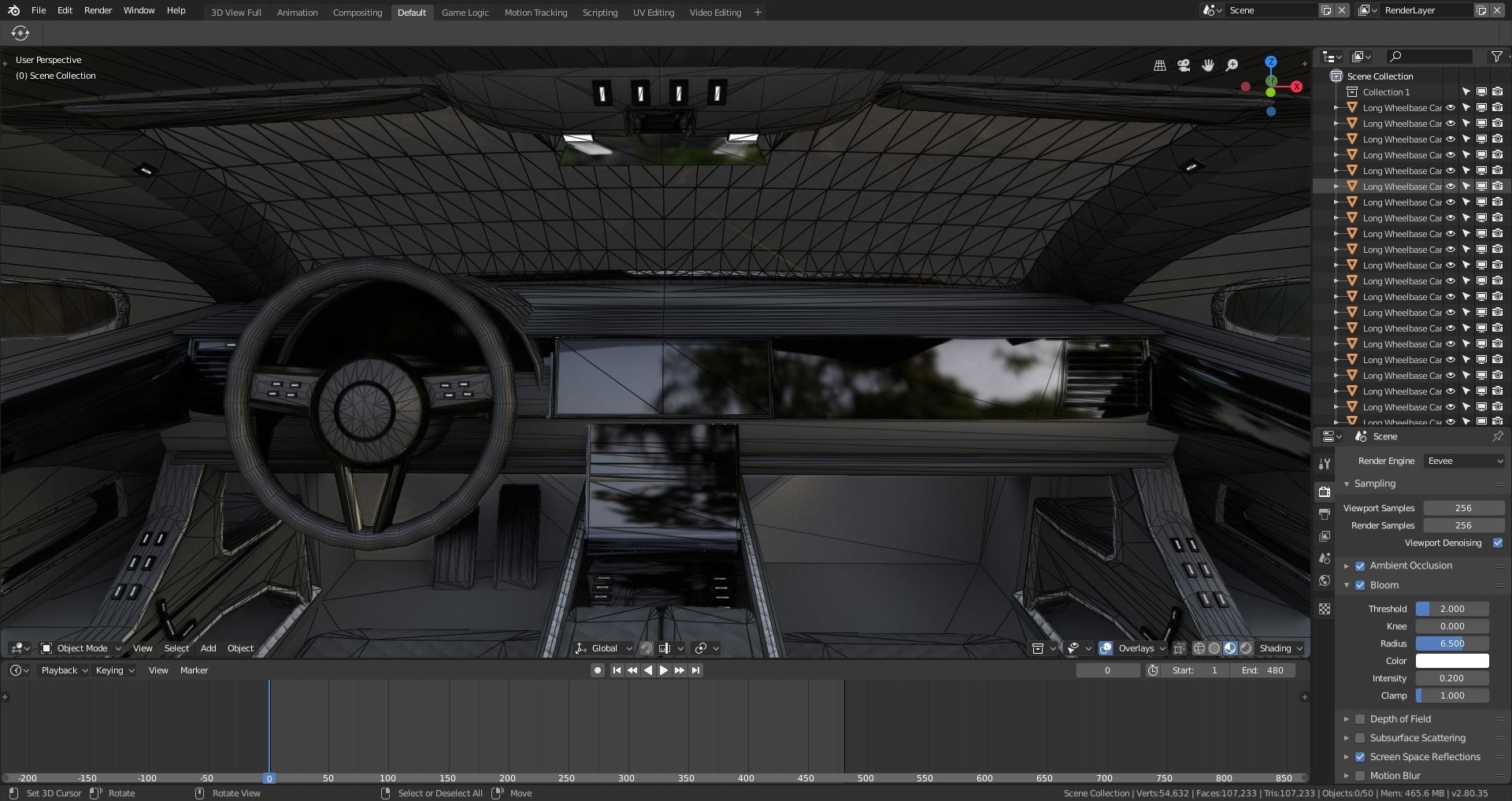 BLENDER EEVEE Brandless Extended Wheelbase 4 door sedan Low-poly 3D model_14