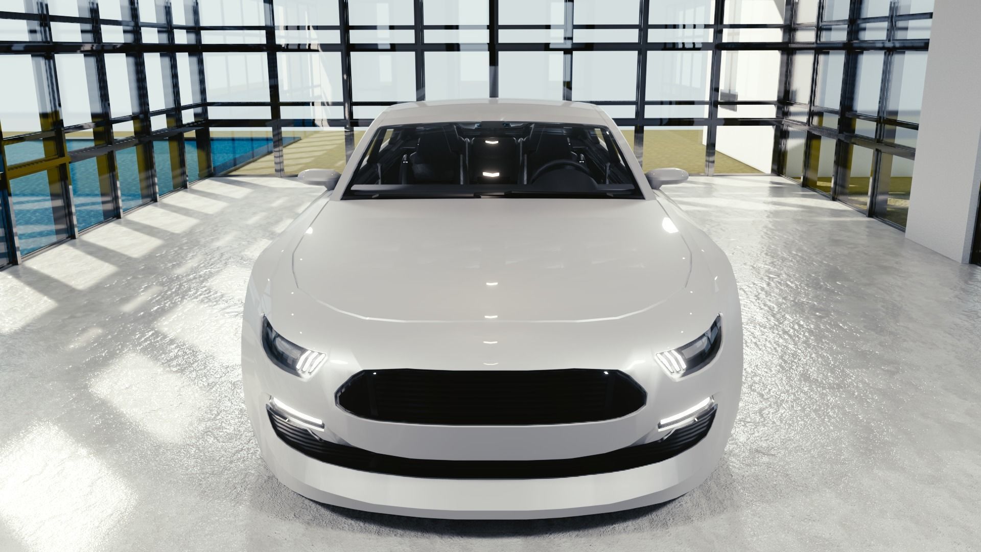 BLENDER EEVEE Brandless Extended Wheelbase 4 door sedan Low-poly 3D model_4