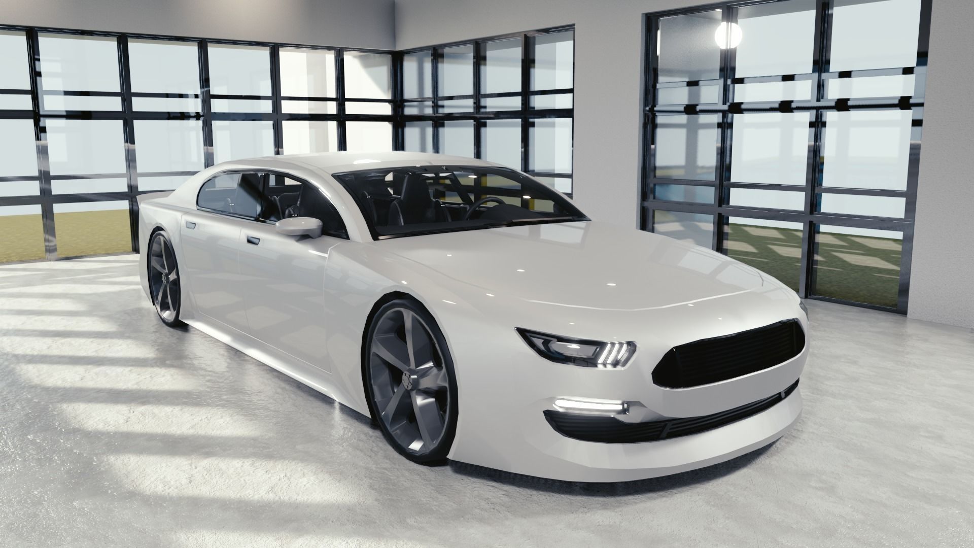 BLENDER EEVEE Brandless Extended Wheelbase 4 door sedan Low-poly 3D model_2