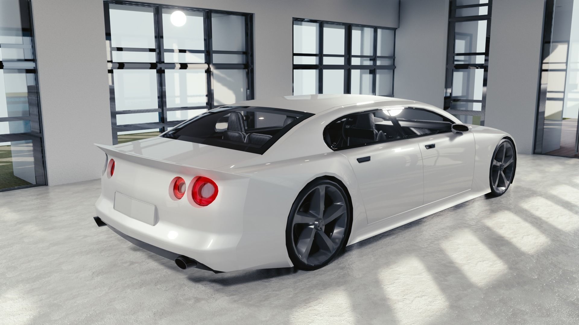 BLENDER EEVEE Brandless Extended Wheelbase 4 door sedan Low-poly 3D model_3