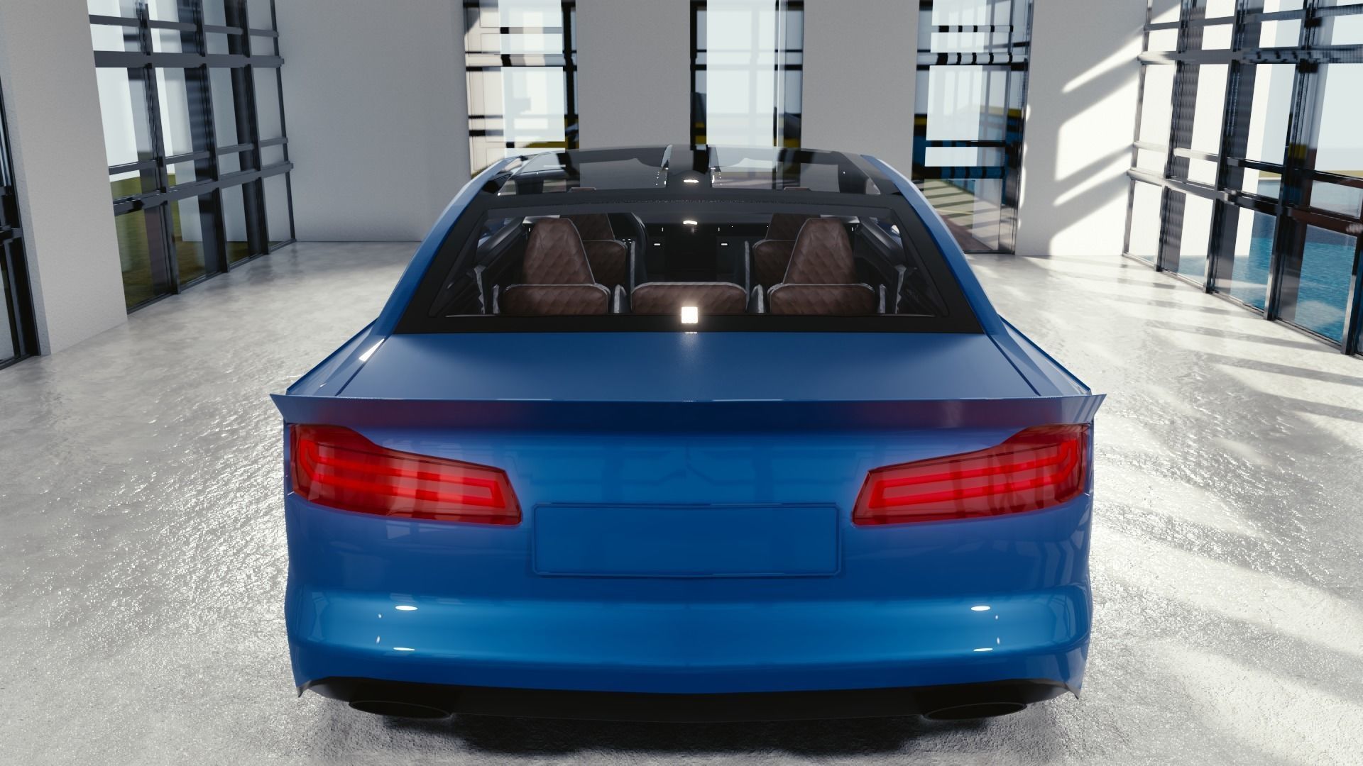 BLENDER EEVEE Brandless Mid Size 2 door sedan Low-poly 3D model_5