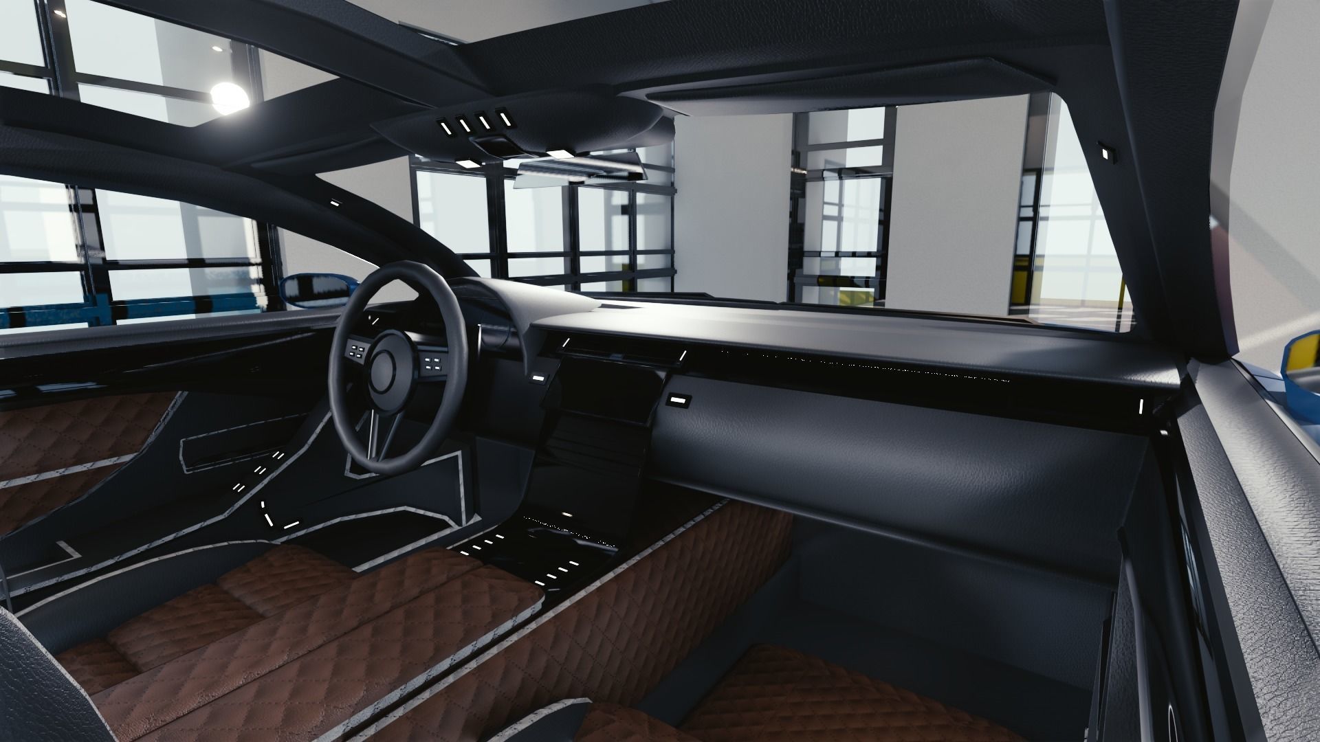 BLENDER EEVEE Brandless Mid Size 2 door sedan Low-poly 3D model_6