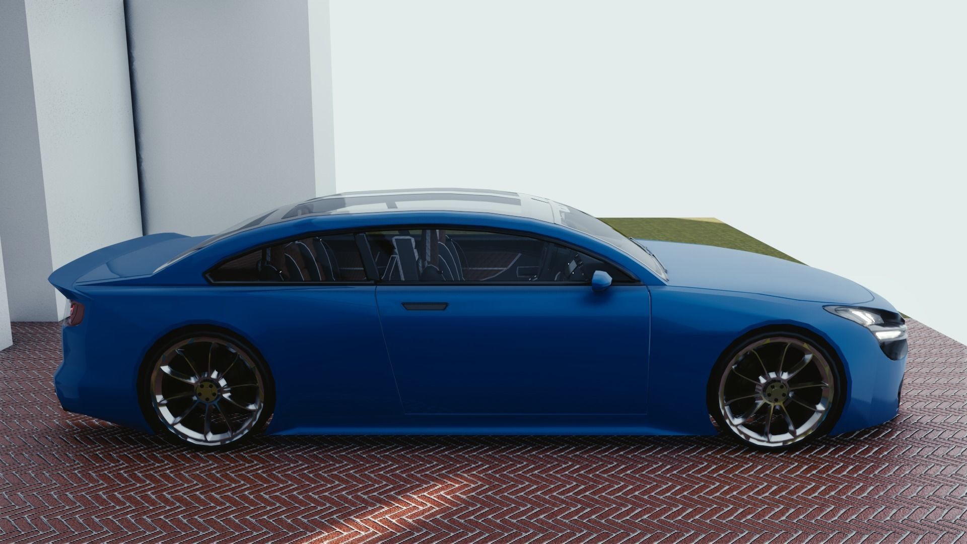 BLENDER EEVEE Brandless Mid Size 2 door sedan Low-poly 3D model_1