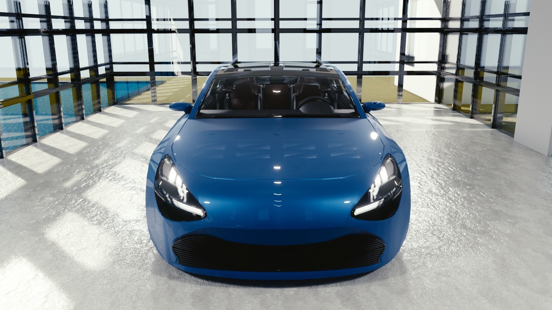 BLENDER EEVEE Brandless Mid Size 2 door sedan Low-poly 3D model_4