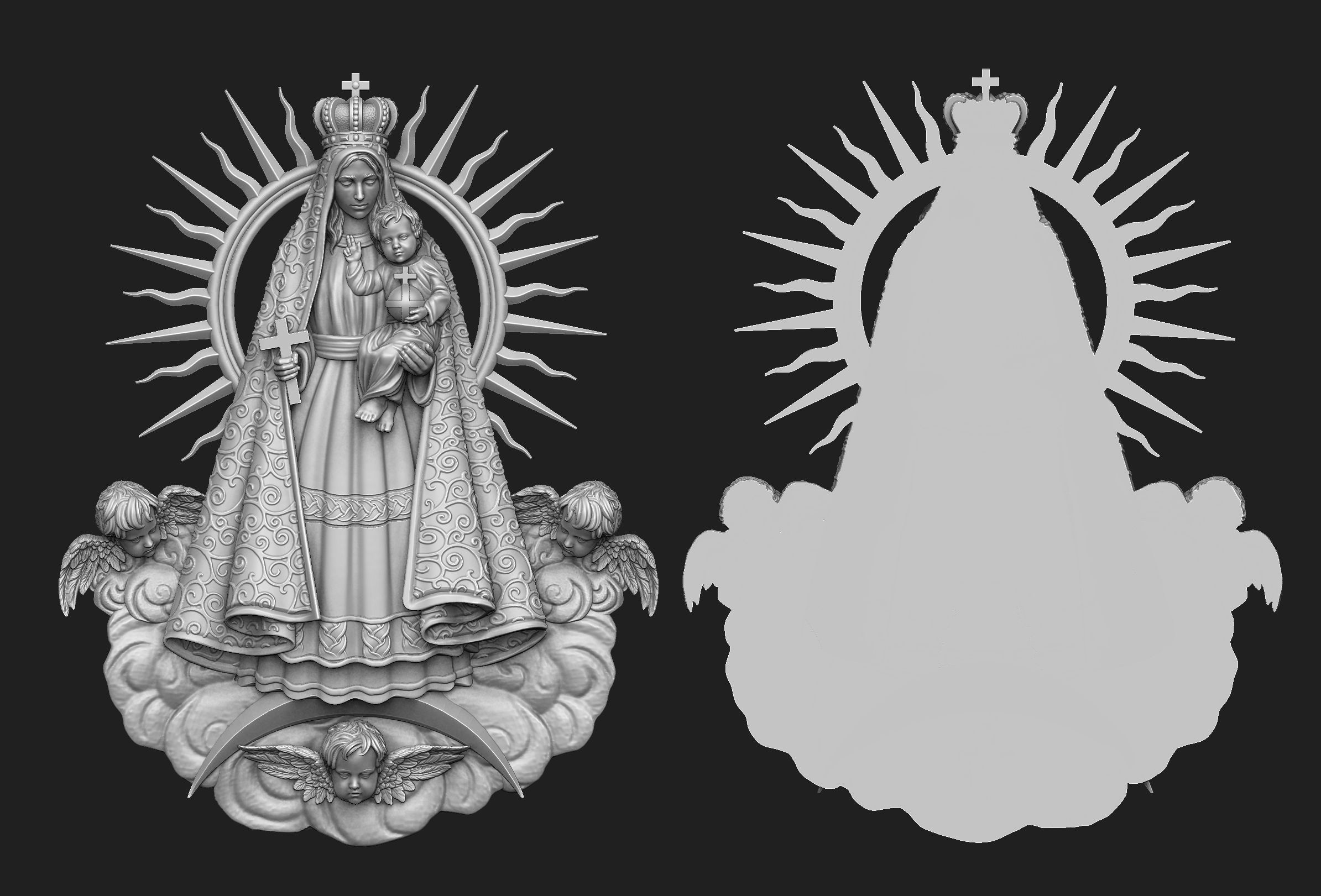 Virgen de la Caridad del Cobre Pendant 3D print model_3
