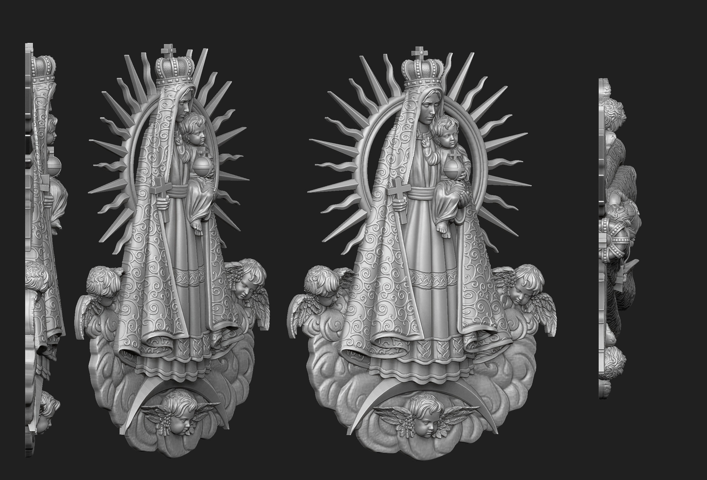 Virgen de la Caridad del Cobre Pendant 3D print model_2