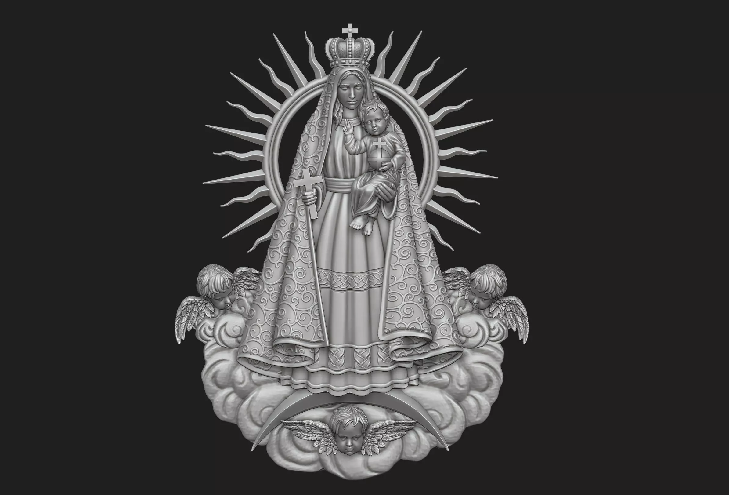 Virgen de la Caridad del Cobre Pendant 3D print model_0
