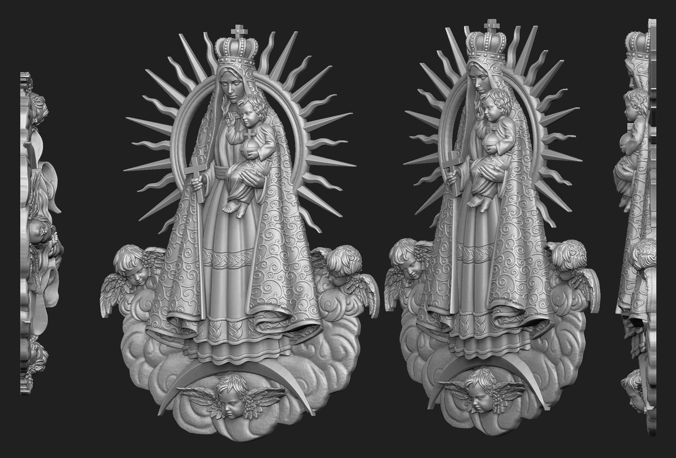 Virgen de la Caridad del Cobre Pendant 3D print model_1