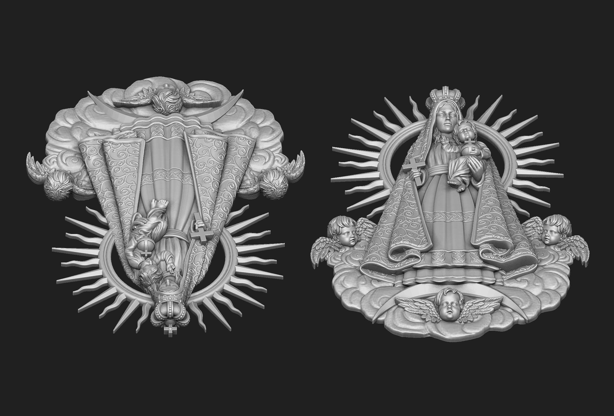 Virgen de la Caridad del Cobre Pendant 3D print model_4