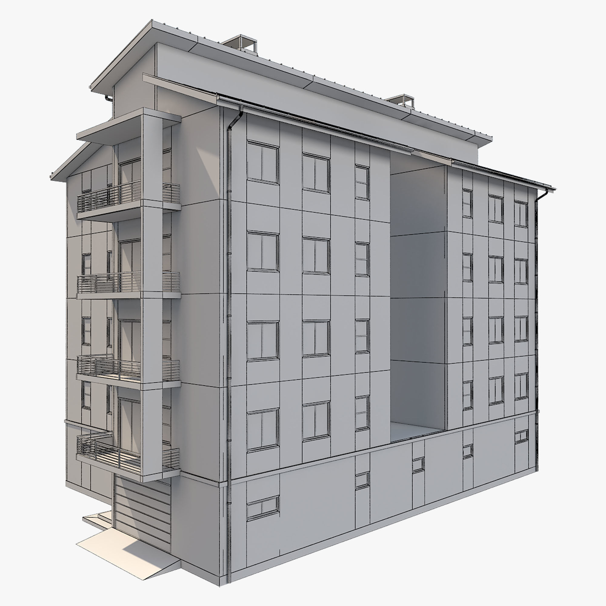 Apartment Building 10 3D model_4