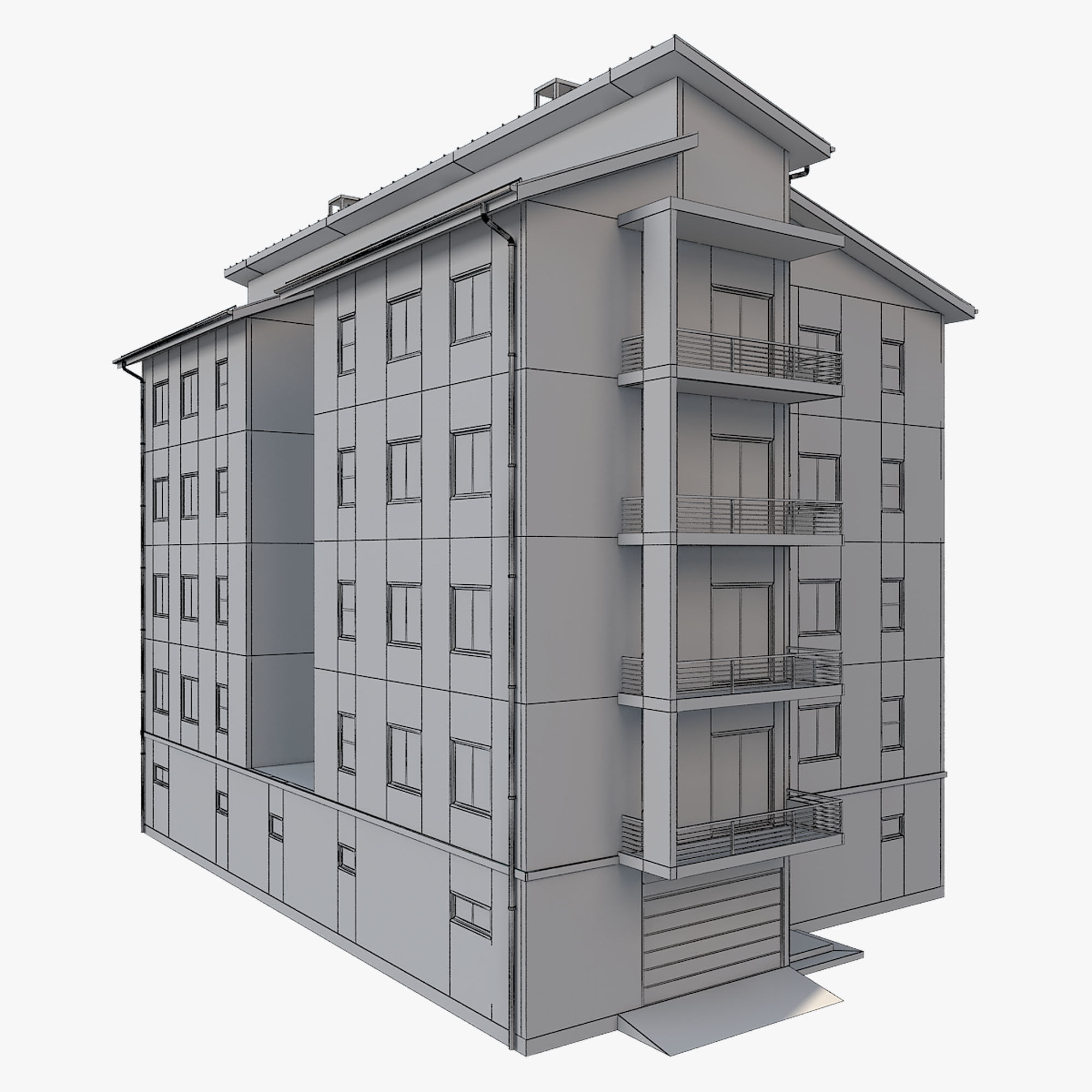 Apartment Building 10 3D model_5