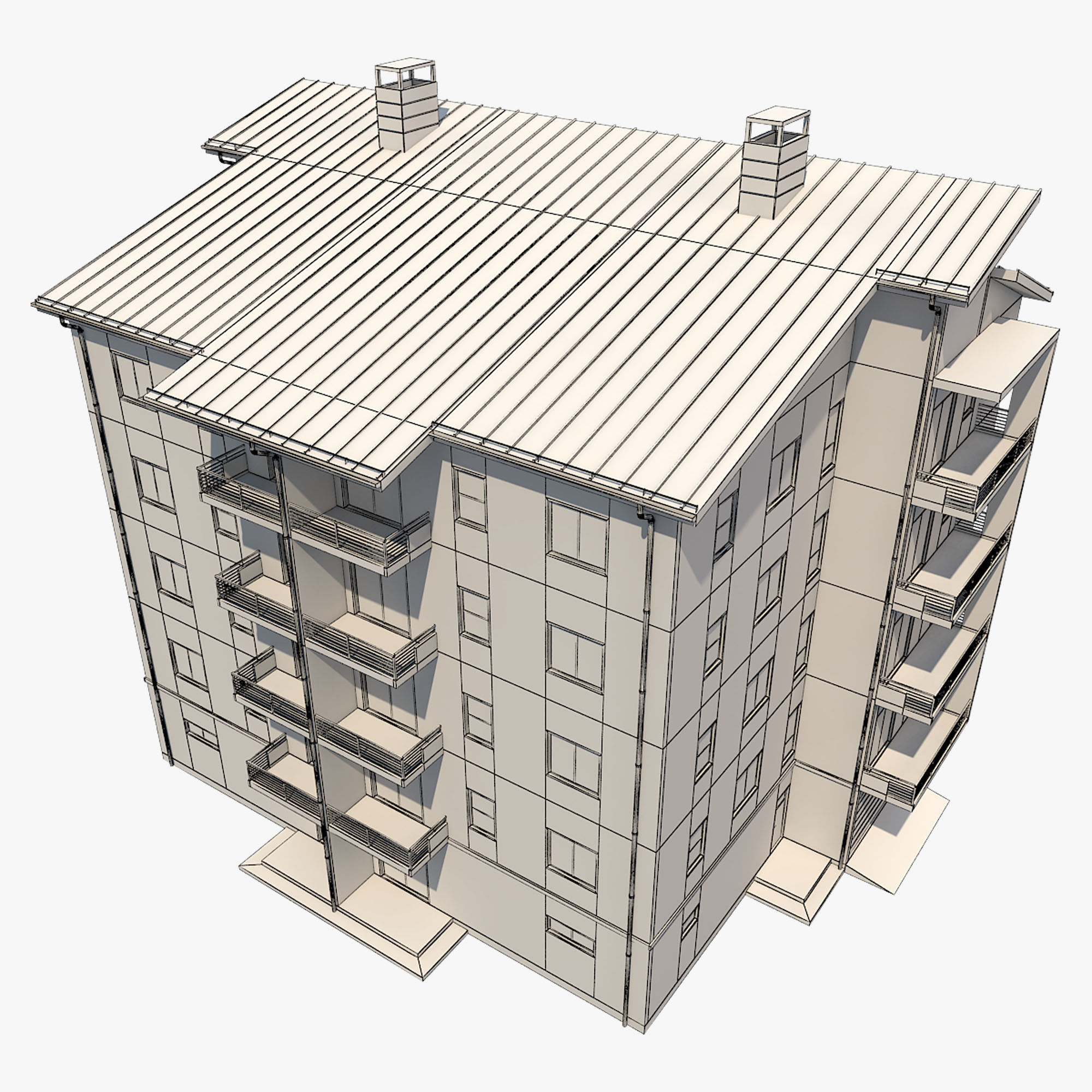 Apartment Building 10 3D model_6