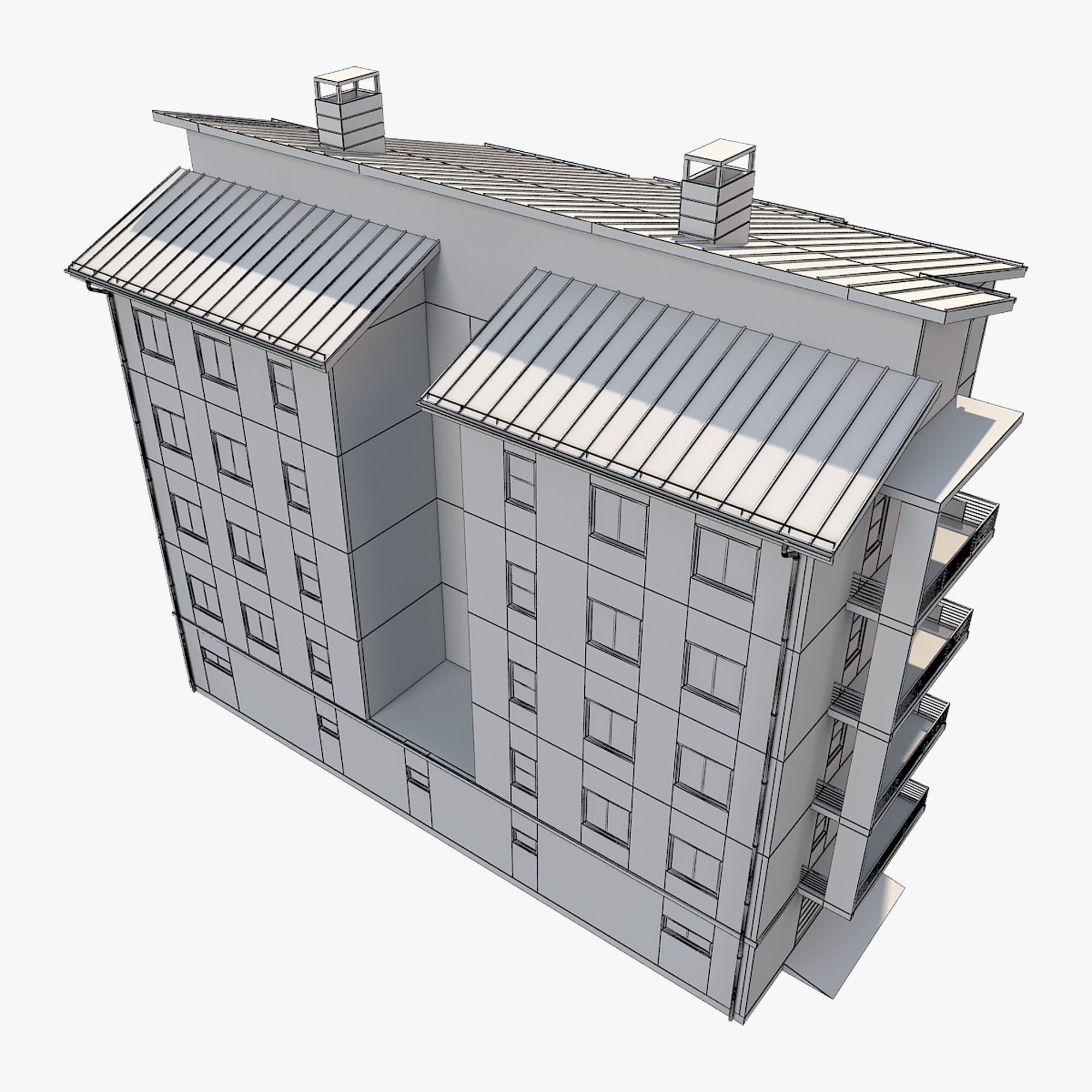Apartment Building 10 3D model_7